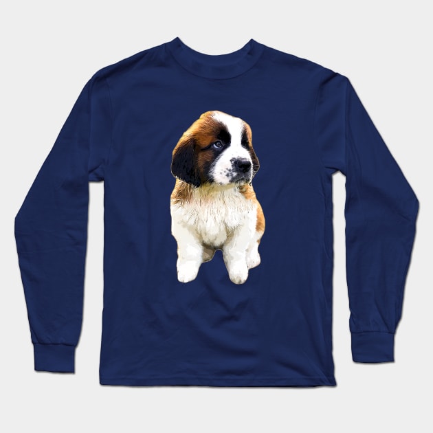 St Bernard Cute Puppy Dog Long Sleeve T-Shirt by ElegantCat